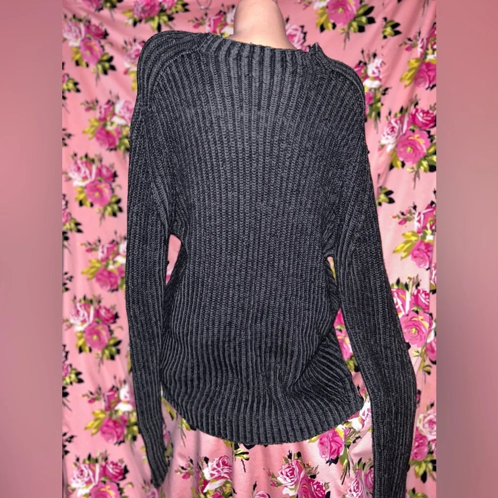 DKNY men’s gray pullover soft 💯 cotton ribbed sweater vintage y2k 90’s XL long - Picture 4 of 6